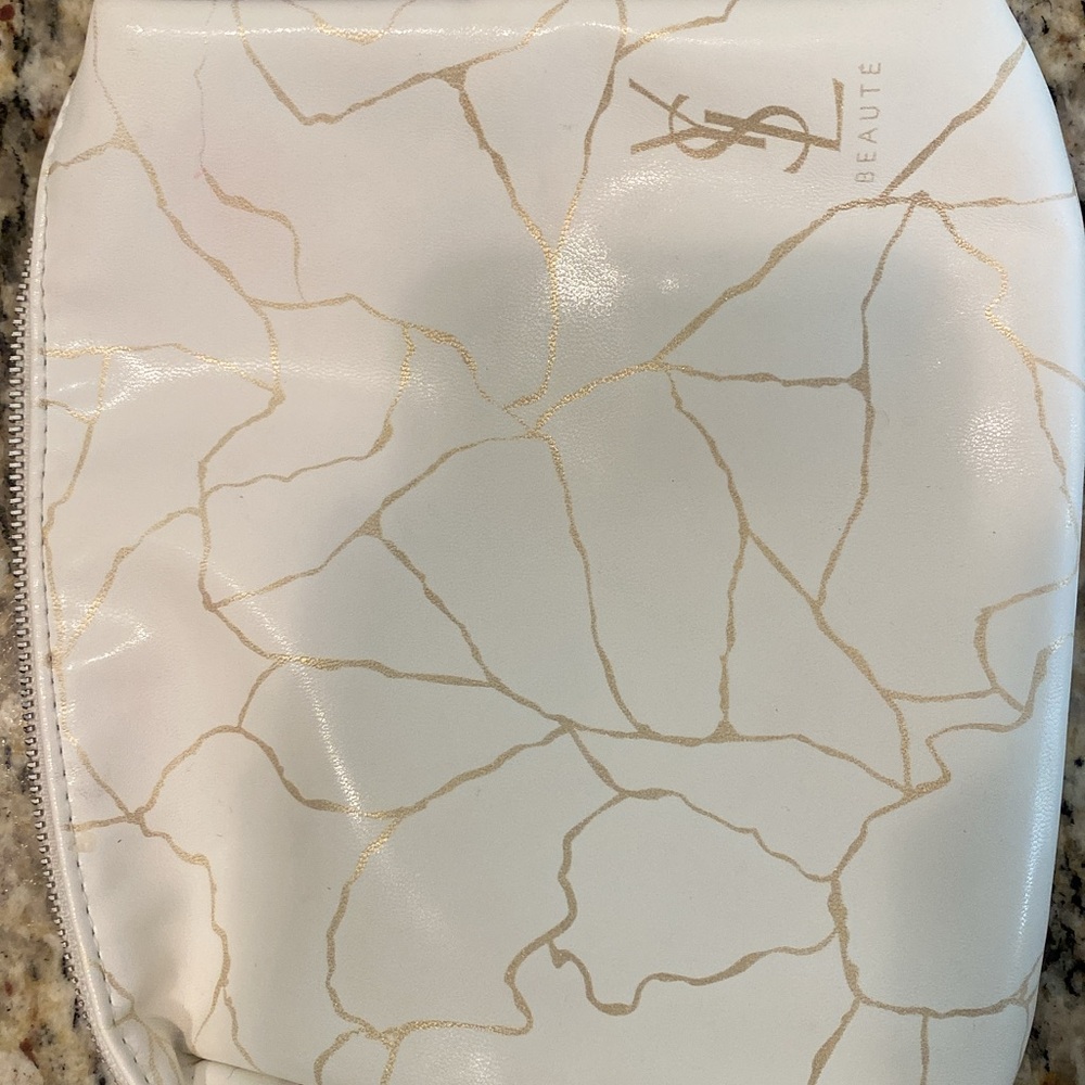 YSL Beauté White and Gold Cosmetic Bag
